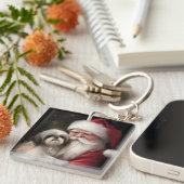 Porte-clés Shih Tzu Avec Noël Festif Du Père Noël (Devant Droit)