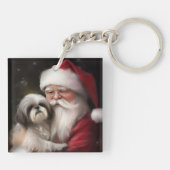 Porte-clés Shih Tzu Avec Noël Festif Du Père Noël (Dos)