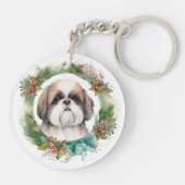 Porte-clés Shih Tzu Christmas Wreath Festive Pup (Dos)