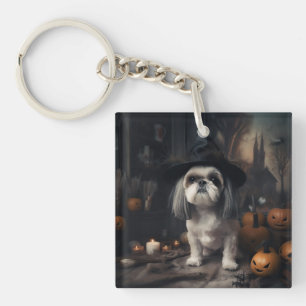 Porte-clés Shih Tzu Citrouilles Halloween Épouvantable
