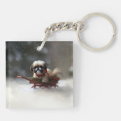 Porte-clés Shih Tzu hiver neige de Noël (Dos)