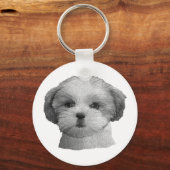 Porte-clés Shih Tzu - Image Stylisée - Ajouter Votre Texte Qw (Recto)