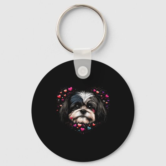 Porte-clés Shih Tzu Love Heart For Valentines Day On Shih Tzu (Recto)