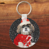 Porte-clés Shih Tzu Père Noël Saison Salutations Porte - clé (Recto)