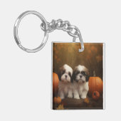 Porte-clés Shih Tzu Puppy Automne Citrouille de plaisir (Devant gauche)