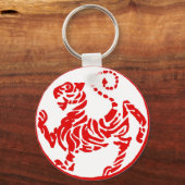 Porte-clés Shotokan Red Rising Sun Tiger Japonais Karaté (Recto)