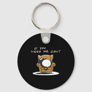 Porte-clés Si besoin ne fait pas rire chat noir humour sarcas