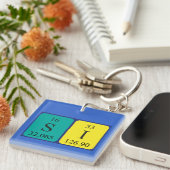 Porte-clés Si nom de table périodique clé 4 (Devant Droit)