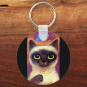 Porte-clés Siamese Cat Feline Papillon Art - Multi (Recto)