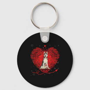 Porte-clés Siberian Husky Heart Love Funny Valentin