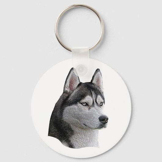 Porte-clés Siberian Husky - Image Stylisée - Ajouter Votre Te (Recto)