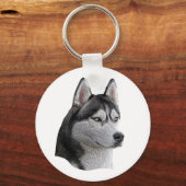 Porte-clés Siberian Husky - Image Stylisée - Ajouter Votre Te (Recto)