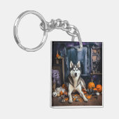 Porte-clés Sibérie Husky Citrouille Halloween effrayant (Devant gauche)