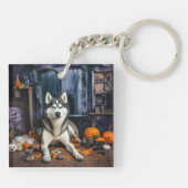 Porte-clés Sibérie Husky Citrouille Halloween effrayant (Dos)
