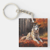 Porte-clés Sibérie Husky en automne Feuilles automne Inspire (Devant)
