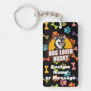Porte-clés Sibérie Husky Paw Bones Dog Nom personnalisé