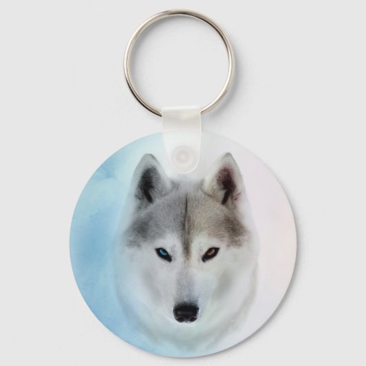 Porte-clés Sibérien Husky Aquarelle (Recto)