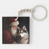 Porte-clés Sibérien Husky avec Noël Festif du Père Noël (Dos)