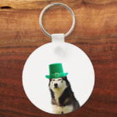 Porte-clés Sibérien Husky Chien Saint Patrick jour (Recto)