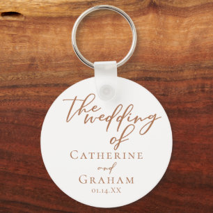 Porte-clés Sienna Brown Script minimaliste mariage personnali