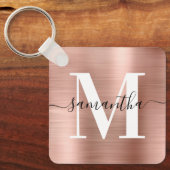 Porte-clés Signature moderne Monogramme Rose Gold Foil (Recto)