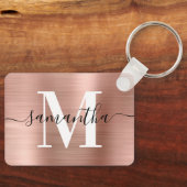 Porte-clés Signature moderne Monogramme Rose Gold Foil Rectan (Recto)