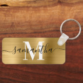 Porte-clés Signature Monogram Gold Foil Photo mince Rectangle (Recto)