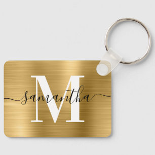 Porte-clés Signature Monogram Gold Foil Rectangle photo