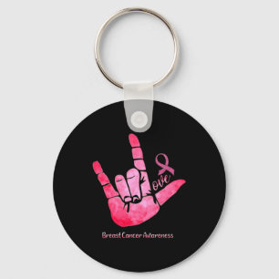 Porte-clés Signe Asl Amour Ruban Rose Sensibilisation Cancer
