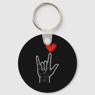 Porte-clés Signe de la main de l'amour Asl Saint-Valentin Hom