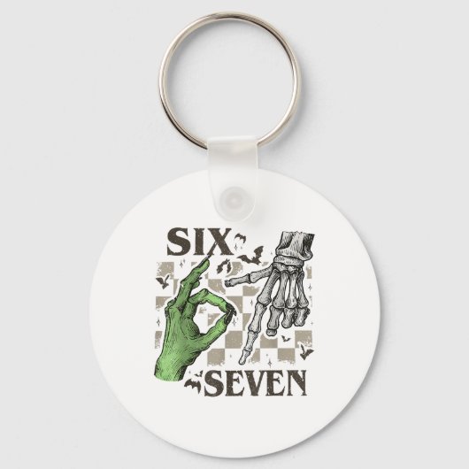 Porte-clés Signe de la main de squelette Six Sept Meme Hallow (Recto)
