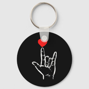 Porte-clés Signe de la main en forme de coeur Je t'aime en la