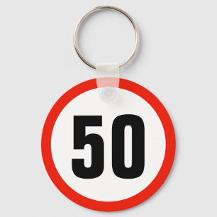 Porte-clés Signe de limite d'âge personnalisable 50e anniver