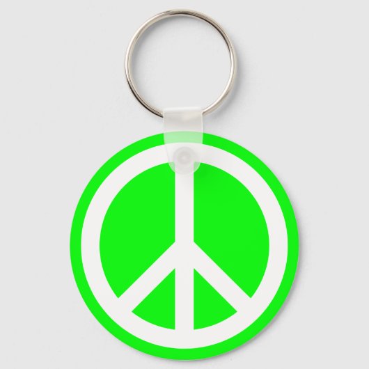Porte-clés Signe de paix blanc sur fond vert citron (Recto)
