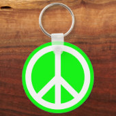 Porte-clés Signe de paix blanc sur fond vert citron (Recto)