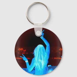 Porte-clés signe de paix bleu hippie