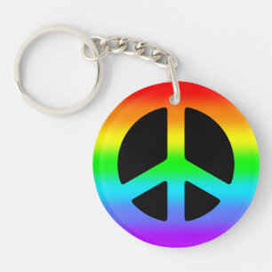 Porte-clés Signe de paix d'arc-en-ciel
