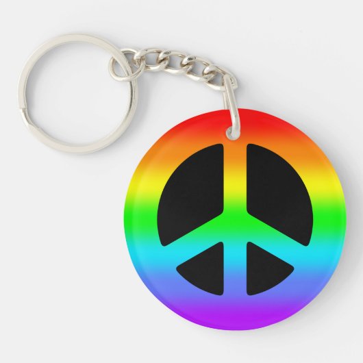Porte-clés Signe de paix d'arc-en-ciel (Devant)