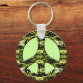 PORTE-CLÉS SIGNE DE PAIX EN MARBRE VERT ET JAUNE (Recto)