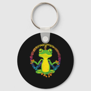 Porte-clés Signe de Paix Yoga Grenouilles Cool Grenouille de