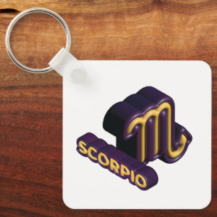 Porte-clés Signe du zodiaque Scorpion et conception de texte