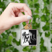 Porte-clés Signe Gemini Zodiac, Porte - clé noir et blanc (main)