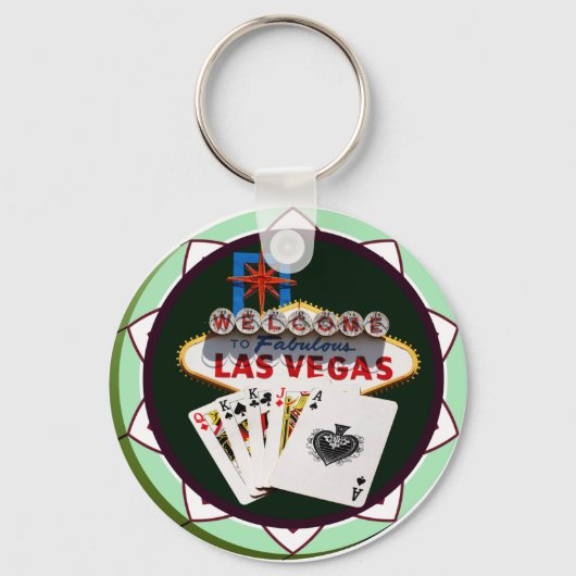 Porte-clés Signe Las Vegas & Cartes Poker Chip (Recto)