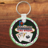 Porte-clés Signe Las Vegas & Cartes Poker Chip (Recto)