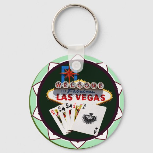 Porte-clés Signe Las Vegas & Cartes Poker Chip (Recto)