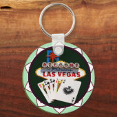 Porte-clés Signe Las Vegas & Cartes Poker Chip (Recto)