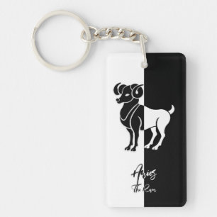 Porte-clés Signe Zodiac Aries, Porte - clé noir et blanc