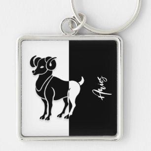 Porte-clés Signe Zodiac Aries, Porte - clé noir et blanc