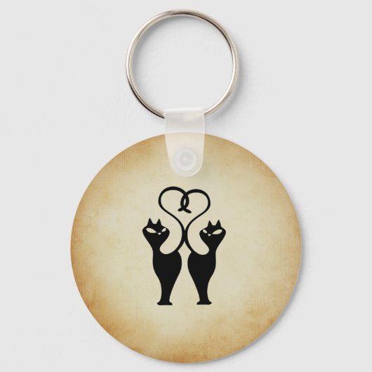 Porte-clés Silhouette à deux chats (Recto)