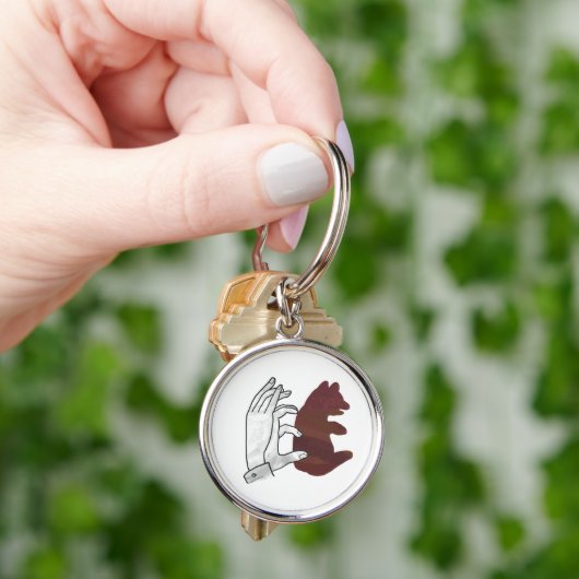 Porte-clés Silhouette à la main Cube d'ours Brown (main)